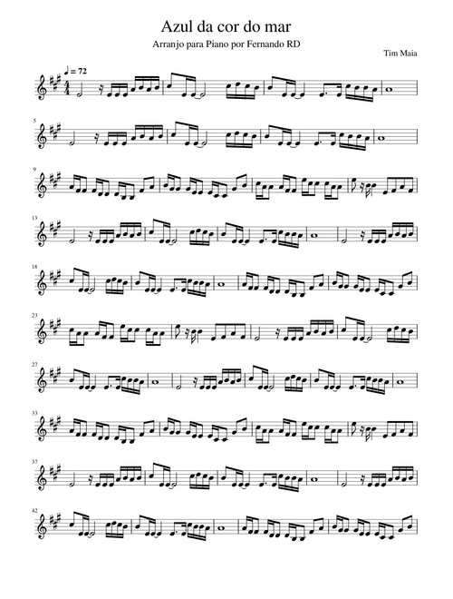 Azul da cor do mar – Tim Maia (Channel Violin Tab Brazil - Youtube)