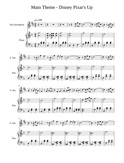 Up Theme Alto Sax and Piano Duet