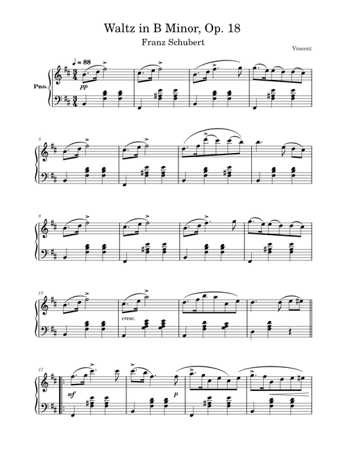 Schubert - Waltz No. 6 in B Minor, Op. 18