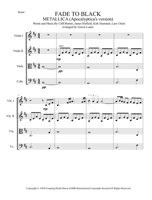 Fade To Black (Arr. Gre Lopez) - Metallica (String Quartet)