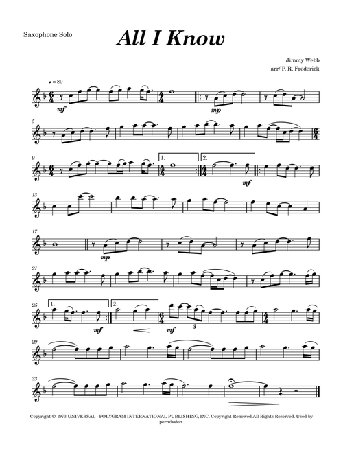 All I Know (Arr. P. R. Frederick) - Aa (Instrumental Solo)