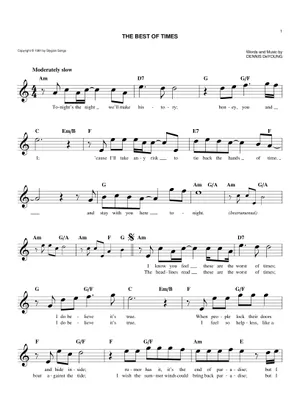 Play Official version of The best of times Sheet Music by Styx for Play Official version of The best of times Sheet Music by Styx for