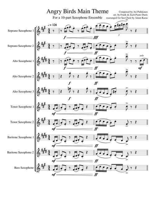 Angry Birds Theme for Sax Choir