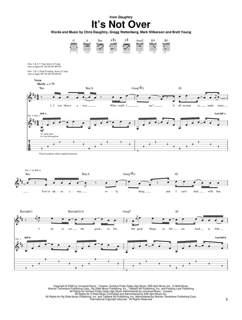 It's Not Over - Daughtry, American Idol (Guitar Tab)