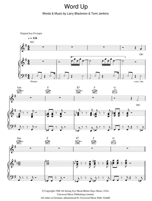 Word Up - Cameo (Piano-Vocal-Guitar (Piano Accompaniment))