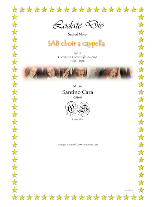 Lodate Dio - Sacred motet for SAB choir a cappella - Santino Cara (Choral, SAB)