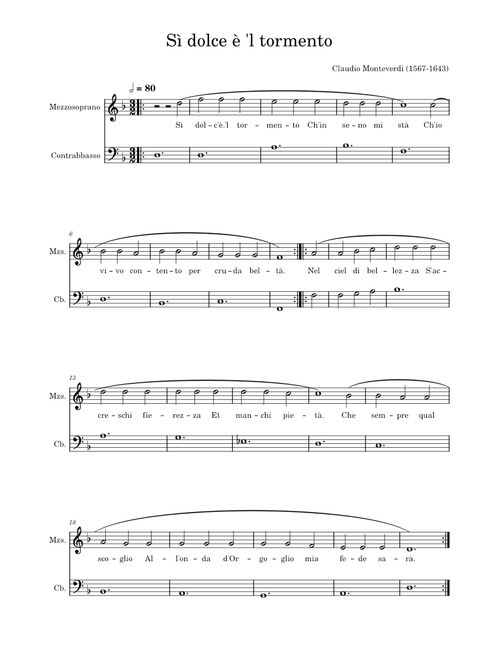 Sì dolce è 'l tormento - Claudio Monteverdi