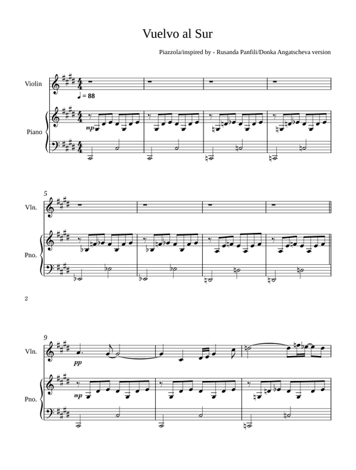 Vuelvo Al Sur - Piazzola - Piano and Violin 11.9.23