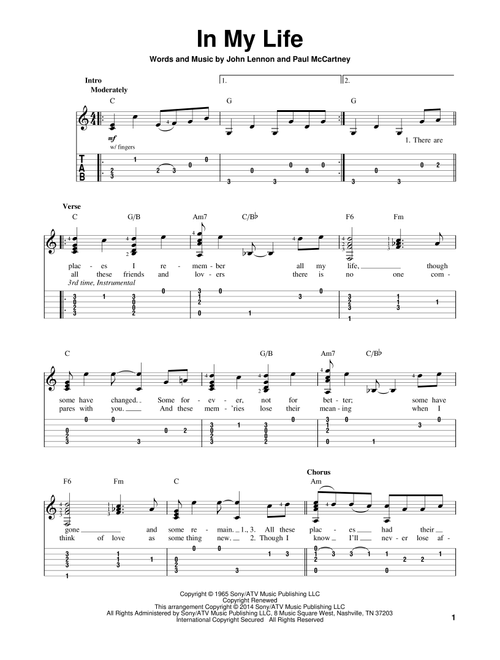In My Life - The Beatles (Easy Guitar with TAB)