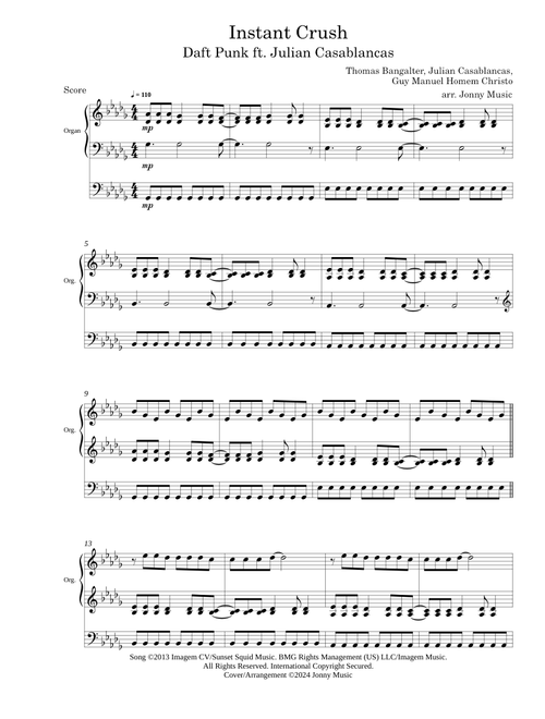 Instant Crush (Daft Punk ft. Julian Casablancas) Organ Cover [PREVIEW]