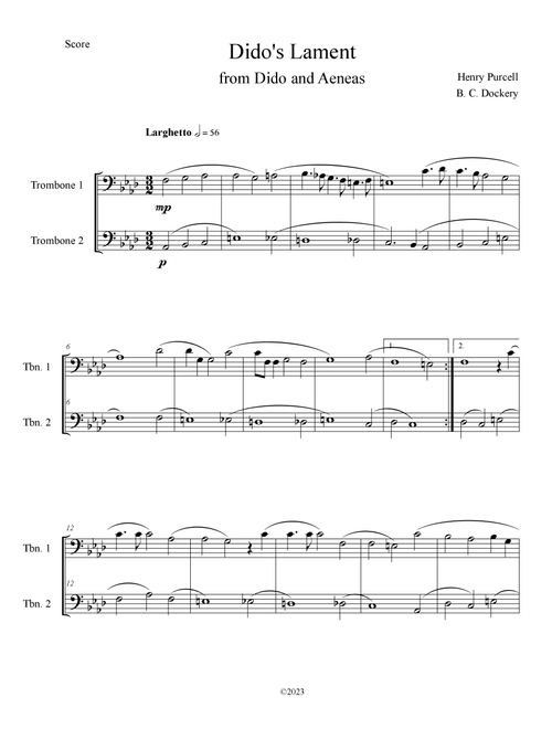 Dido's Lament (Trombone Duet) (Arr. B. C. Dockery) - Henry Purcell (Trombone Duet)
