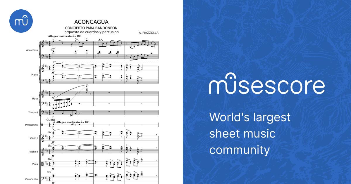 ACONCAGUA - A. PIAZZOLLA Sheet Music for Piano, Accordion