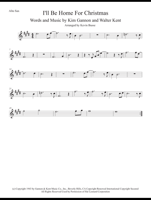 I'll Be Home For Christmas (Arr. Kevin Busse) - Rascal Flatts (Alto Sax Solo)