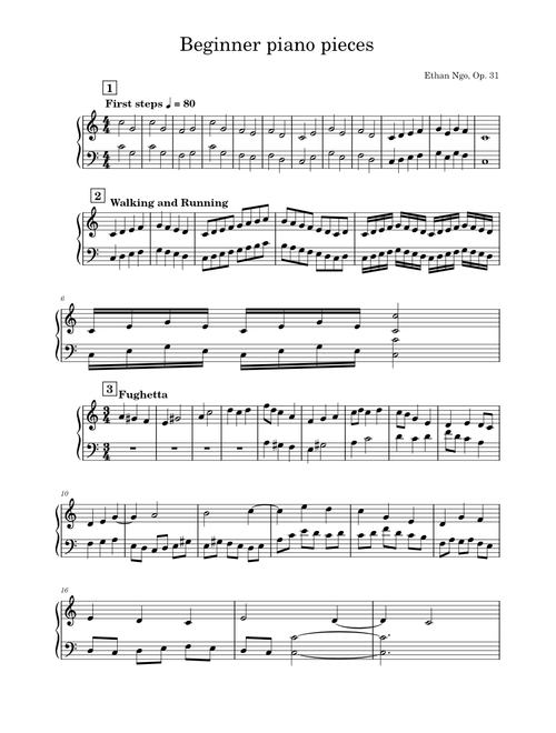 Beginner piano pieces, Op. 31