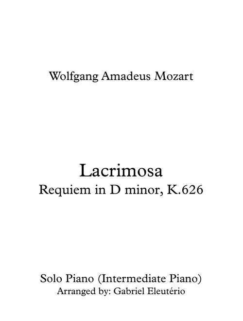 Lacrimosa Requiem in D minor, K.626 (Arr. Gabriel Eleutério) - Wolfgang Amadeus Mozart (Instrumental Solo)