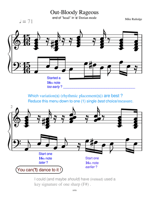 Out-Bloody Rageous - end of head in 'a' Dorian mode