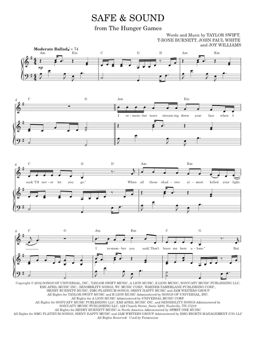 Safe & Sound - Taylor Swift (Piano Vocal)