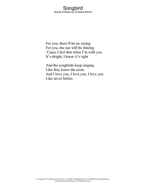 Songbird - Eva Cassidy, Fleetwood Mac (Lyrics)