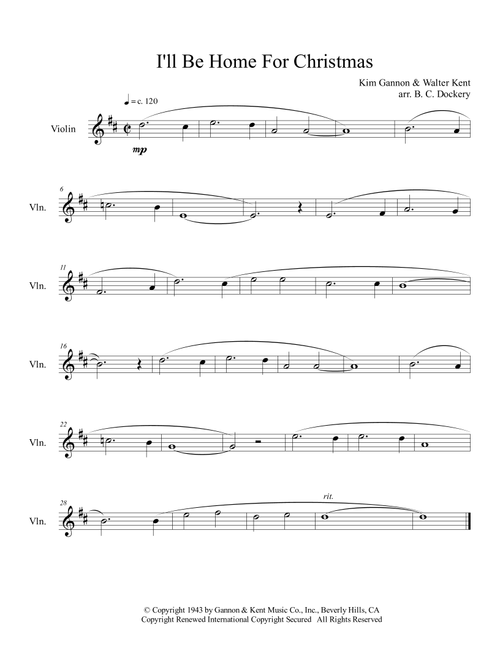 I'll Be Home For Christmas (Arr. B. C. Dockery) - Rascal Flatts (Violin Solo)