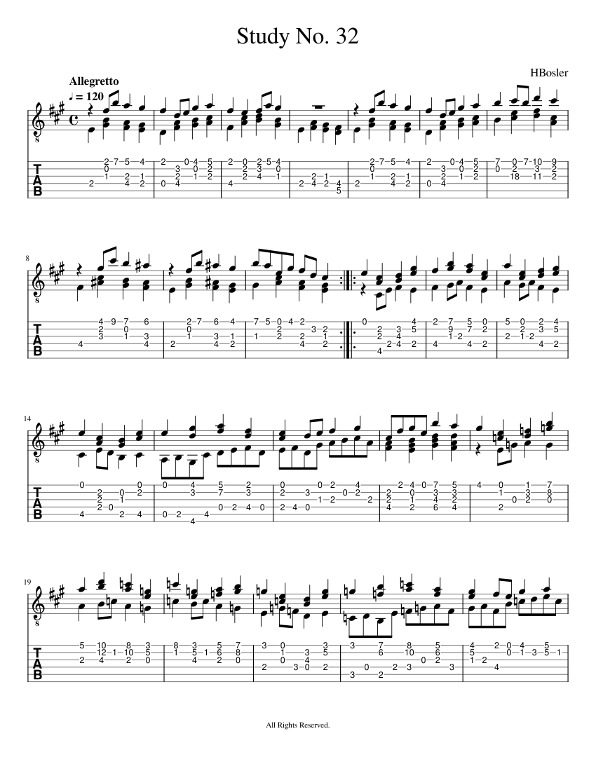 Study No. 32 Sheet Music and Tab for Guitar (Solo) | MuseScore.com