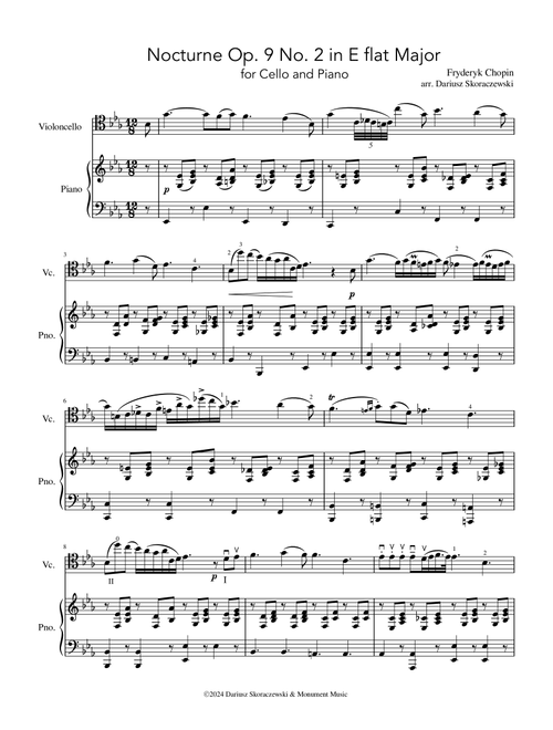 Chopin - Nocturne Op. 9 No. 2 in E flat Major for Cello and Piano (Arr. Dariusz Skoraczewski) - Dariusz Skoraczewski and Michael Sheppard (Cello and Piano)