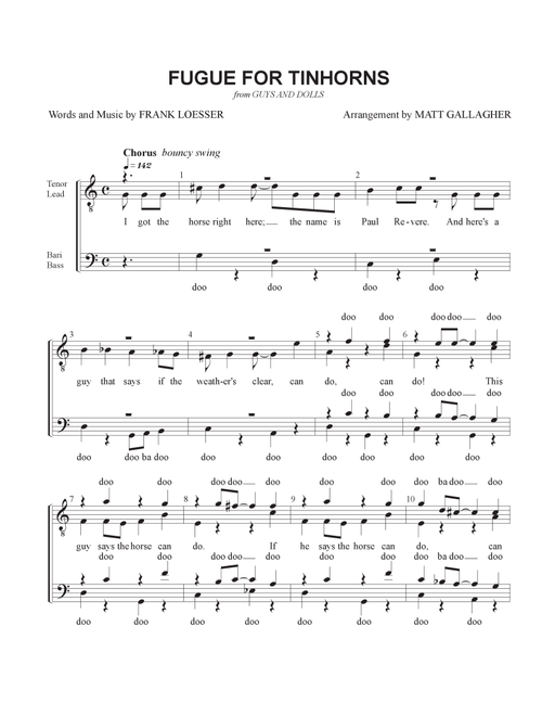 Fugue For Tinhorns (Arr. Matt Gallagher) - Frank Loesser (Choral, TTBB)
