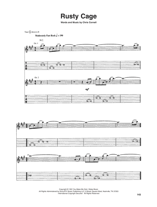 Rusty Cage - Soundgarden (Guitar Tab)