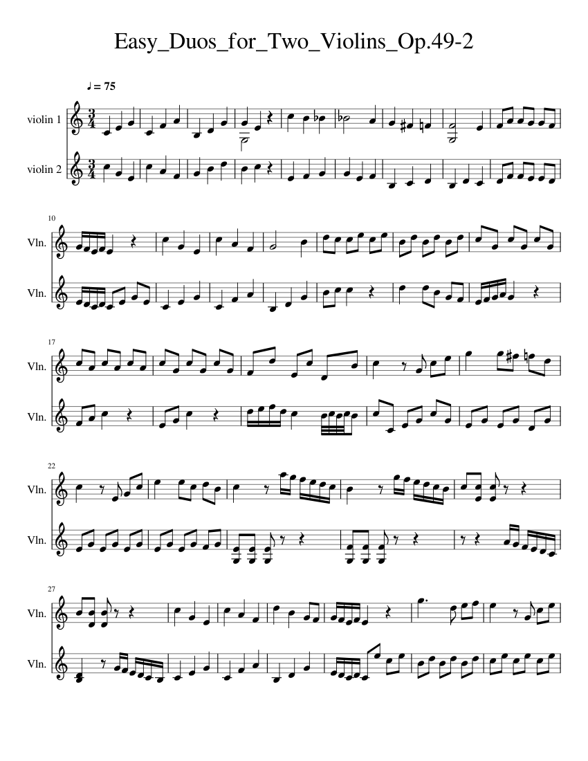 Easy_Duos_for_Two_Violins_Op.49-2 Sheet music for Violin (String Duet ...