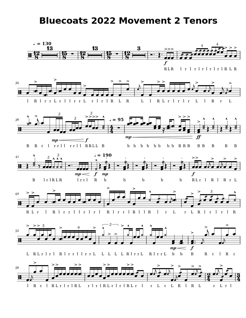 Bluecoats 2022 Movement 2 Tenors Sheet music for Tenor drum (Solo