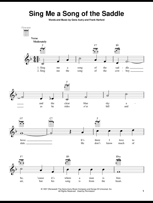 Sing Me A Song Of The Saddle - Gene Autry (Ukulele)