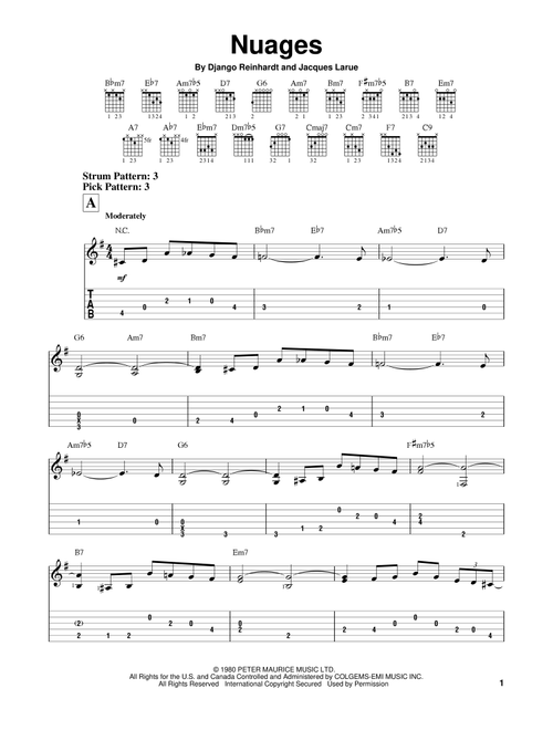 Nuages - Django Reinhardt (Easy Guitar with TAB)