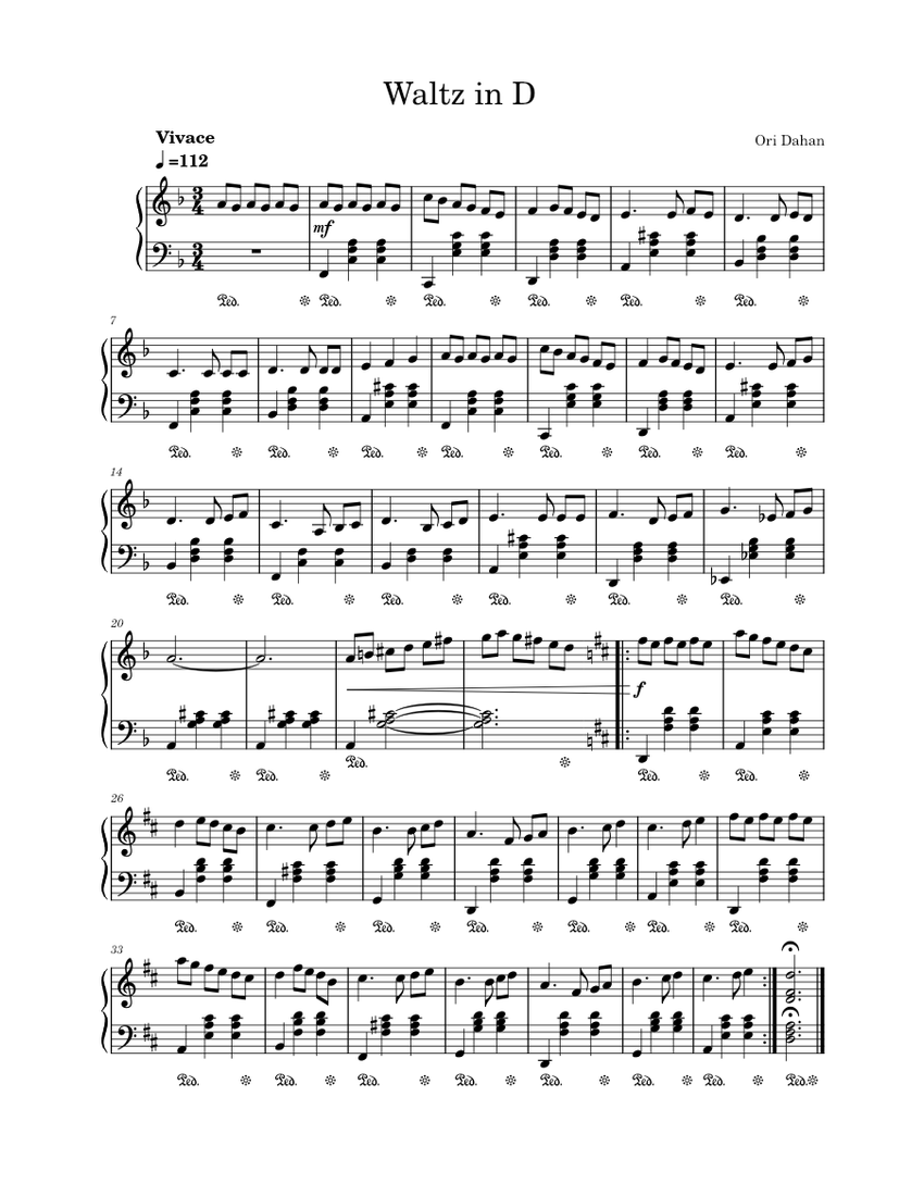 Waltz in D Sheet music for Piano (Solo) Easy | Musescore.com