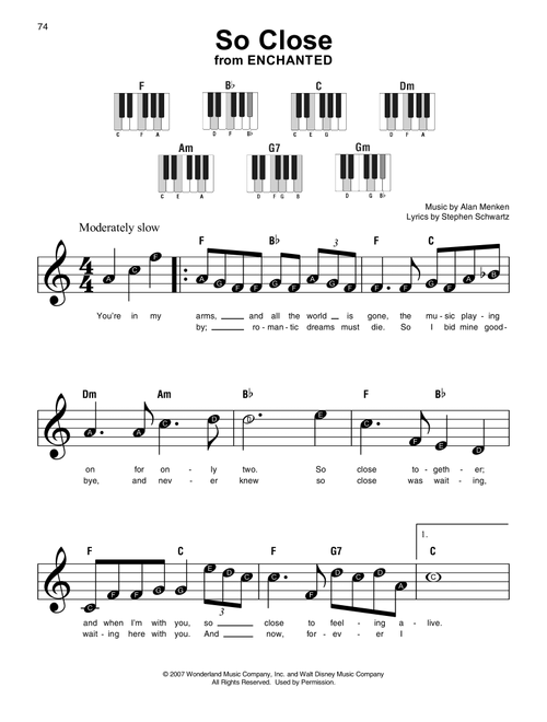So Close (from Enchanted) - Alan Menken, Stephen Schwartz (Super Easy Piano)
