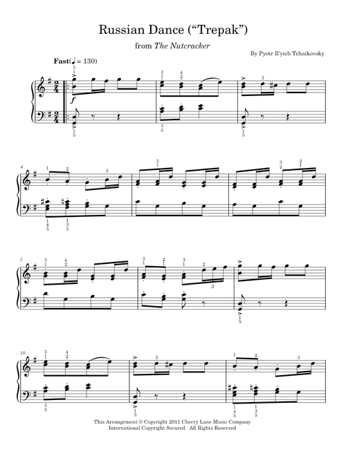 Russian Dance ("Trepak") - Pyotr Il'yich Tchaikovsky (Easy Piano)