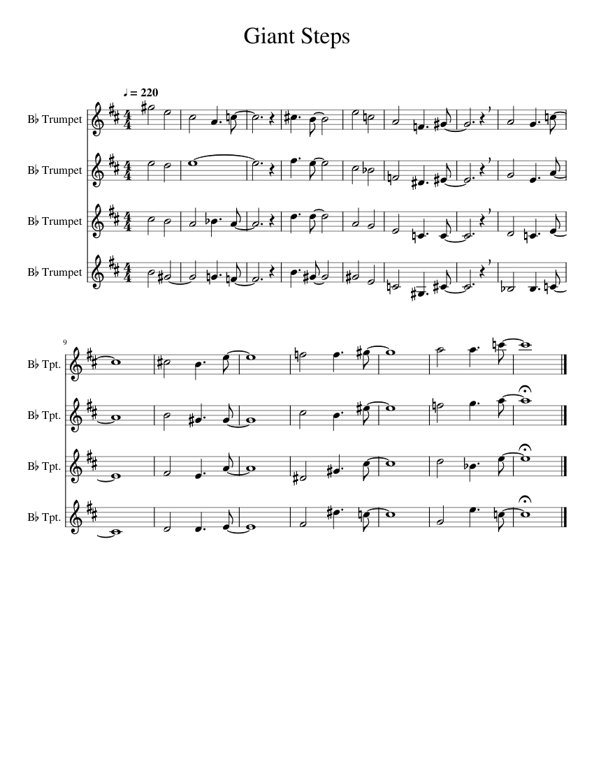 Trumpet Step File Giant Steps Sheet music for Trumpet in b-flat (Mixed Quartet ...