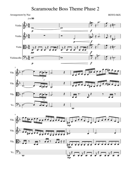 [Genshin Impact] Scaramouche Boss Battle Theme Phase II for String Quartet