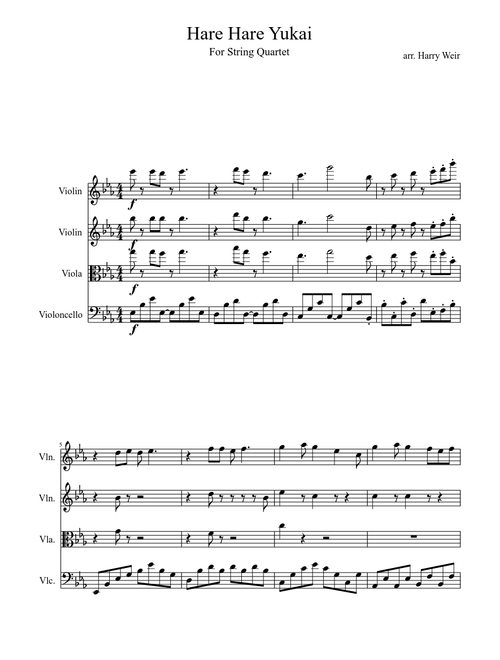 Hare Hare Yukai for String Quartet