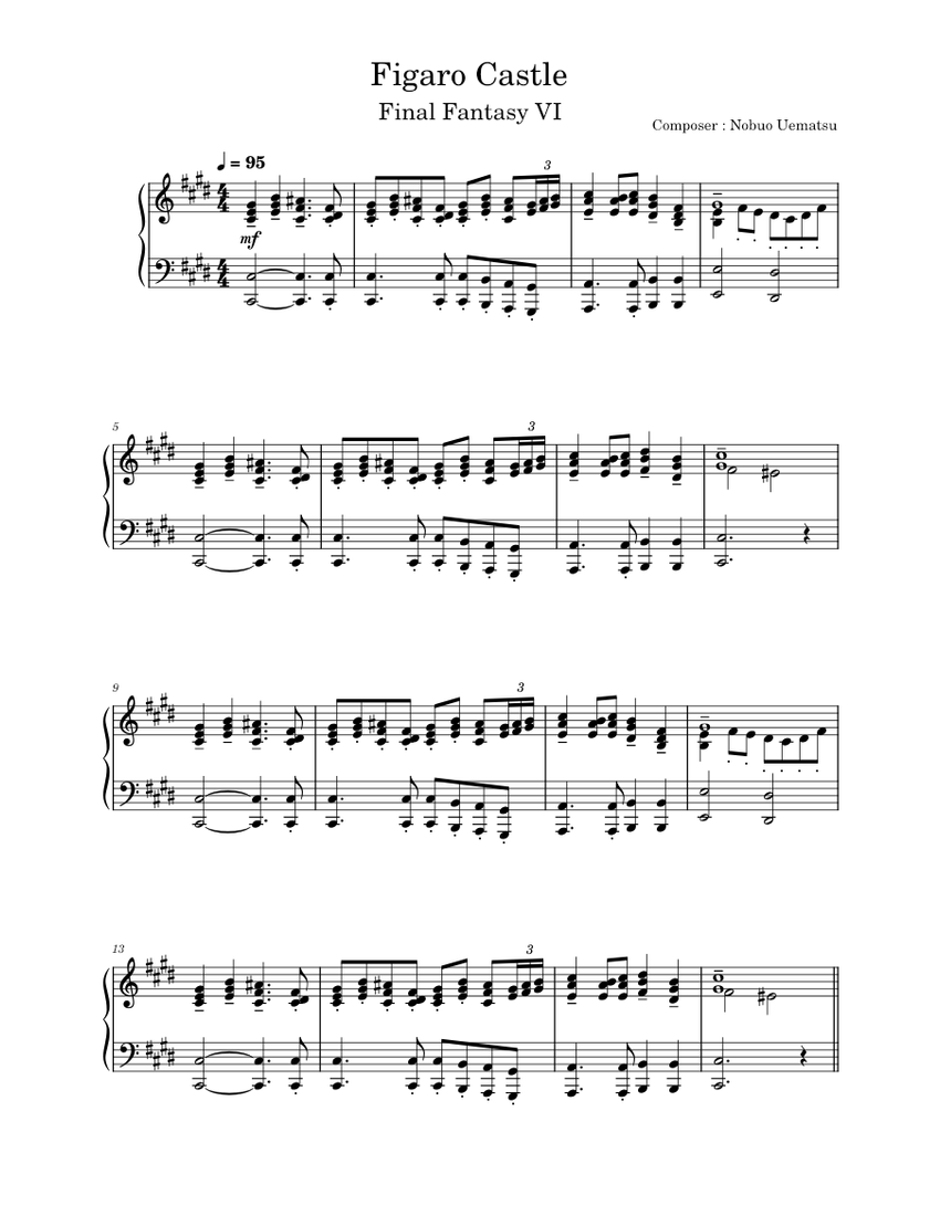 ファイナルファンタジー6 楽譜 FINAL FANTASY VI ピアノソロ Aria – Final Fantasy VI - Zohar Sheet Music for Piano (Solo