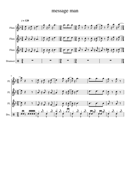 Message Man flute trio (+drum set) WIP