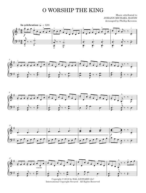 O Worship the King - Johann Michael Haydn (Piano Solo)