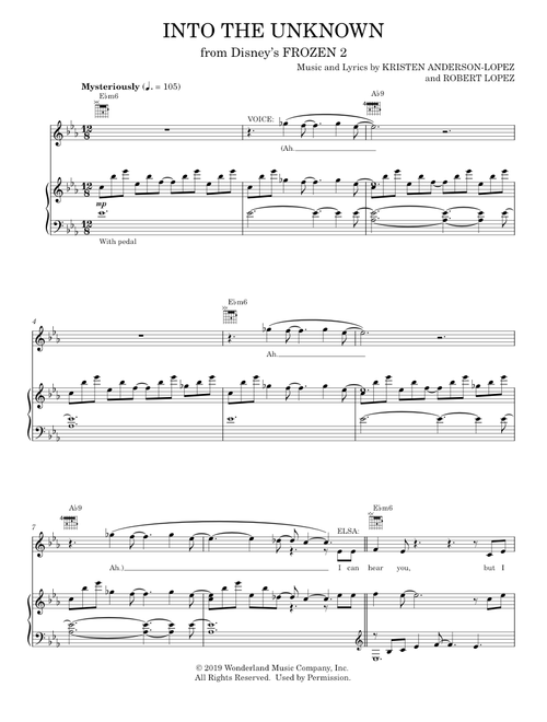 Into The Unknown (from Disney's Frozen 2) - Idina Menzel and AURORA (Piano-Vocal-Guitar)