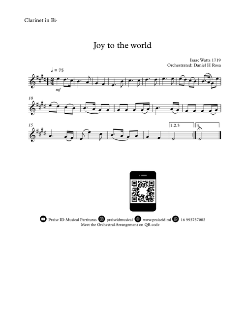 Joy to the world - Christmas Carol - Bb Clarinet (Arr. Daniel H Rosa) - Isaac Watts (Clarinet and Piano)