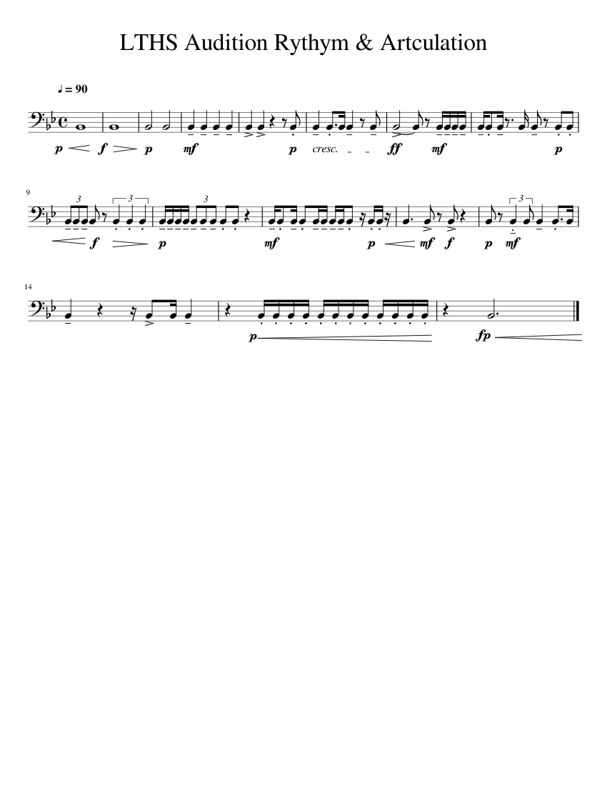 LTHS Audition Rythym Articulation Sheet music for Tuba (Solo