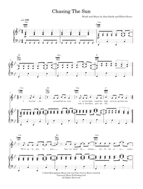 Chasing the sun - The Wanted (Piano-Voice-Guitar)