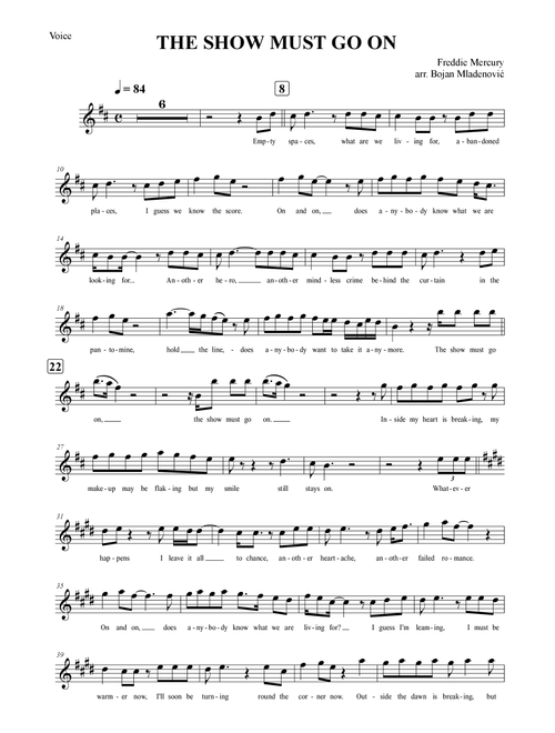 The Show Must Go On (Arr. Bojan Mladenović) - Queen (Lead Sheet - Fake Book)