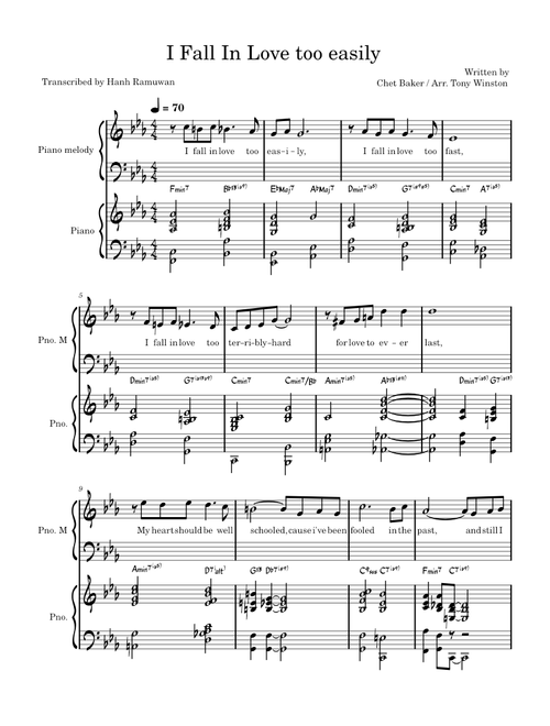 I fall in love too easily – Chet Baker I Fall In Love Too Easily (Tony Winston Version)