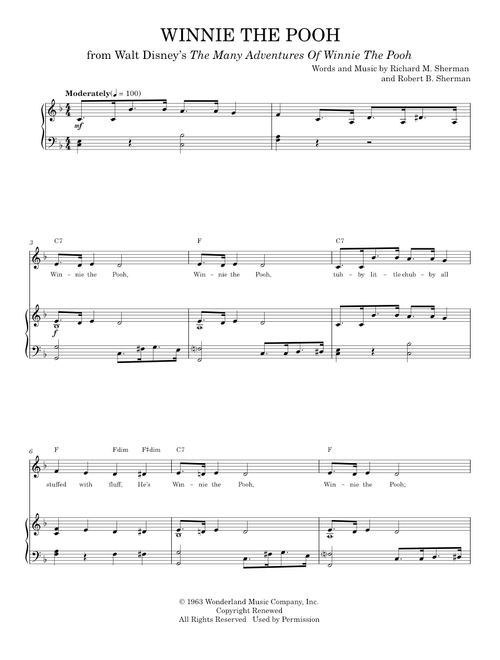 Winnie The Pooh - Sherman Brothers (Piano Vocal)
