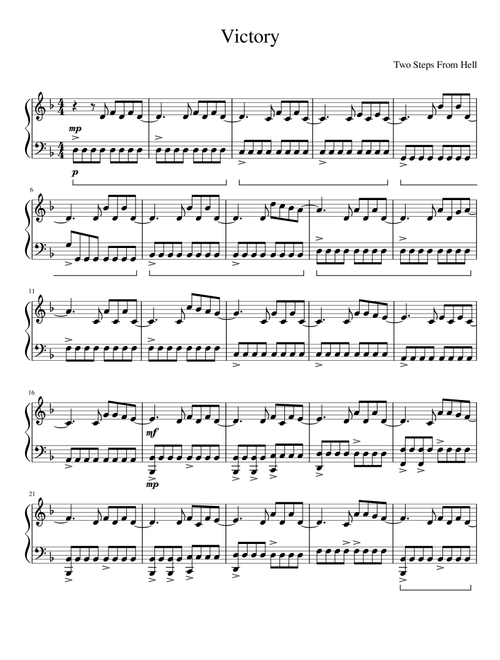 Victory -Two Steps From Hell - Piano Arrangement - Intermediate Difficulty (Arr. Nikita Khryapin) (Piano Solo)
