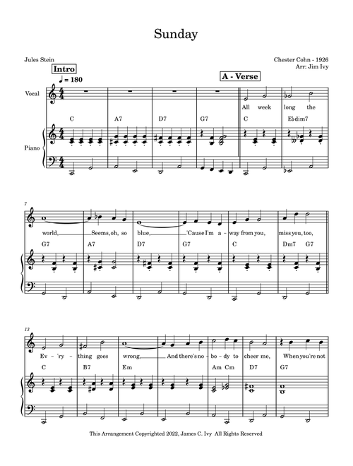 Sunday (Arr. Jim Ivy) - Chester Conn (Piano Vocal)