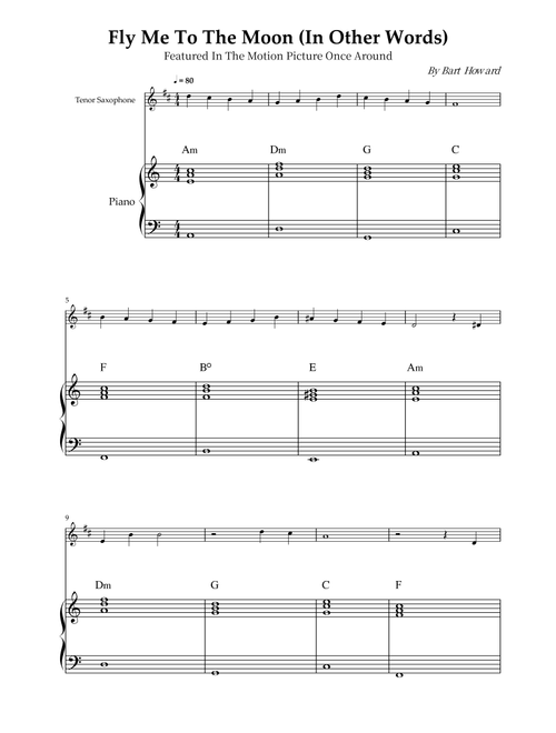 Fly Me To The Moon (In Other Words) (Arr. Wesley S. SIlva) - Tony Bennett (Tenor Sax and Piano)